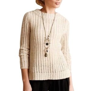 Anthropologie Field Flower Waffle Stitch Knit Sweater Size Small Driftwood Wool